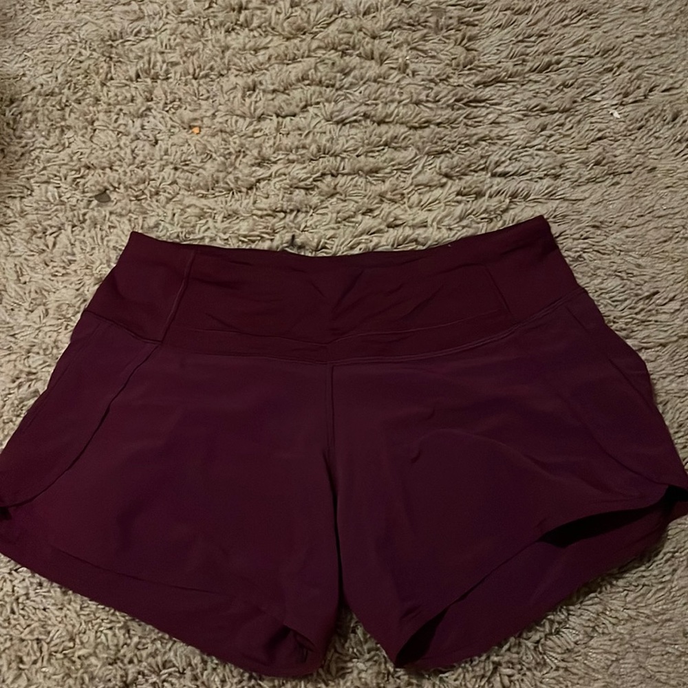 Speed up lululemon shorts , burgundy color